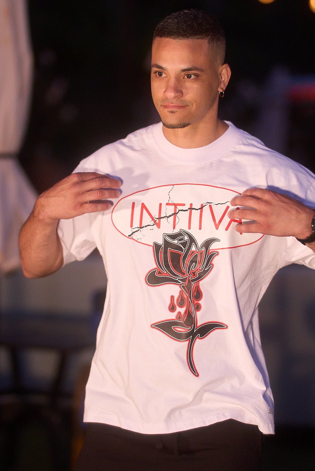INTIIVA MENS INTIIVA BLEEDING ROSE OVERSIZED T SHIRT