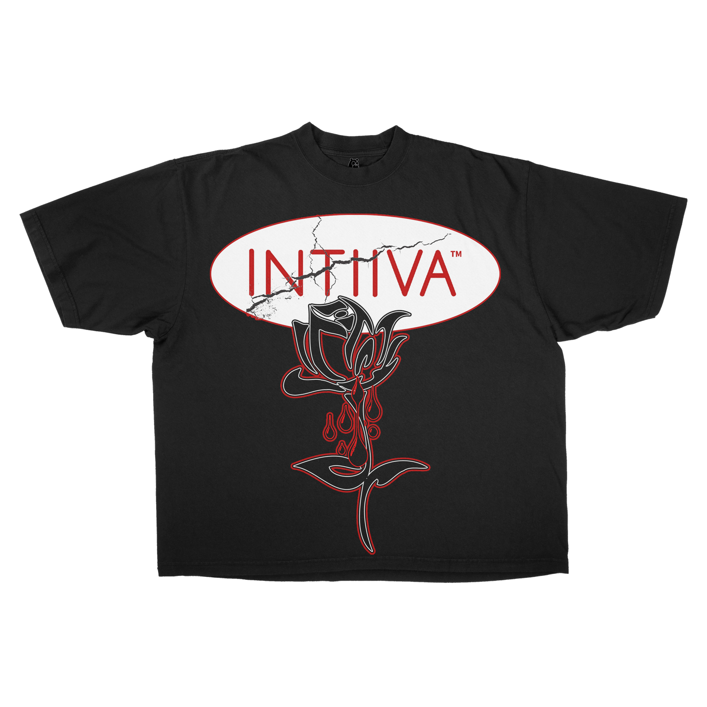 INTIIVA MENS INTIIVA BLEEDING ROSE OVERSIZED T SHIRT