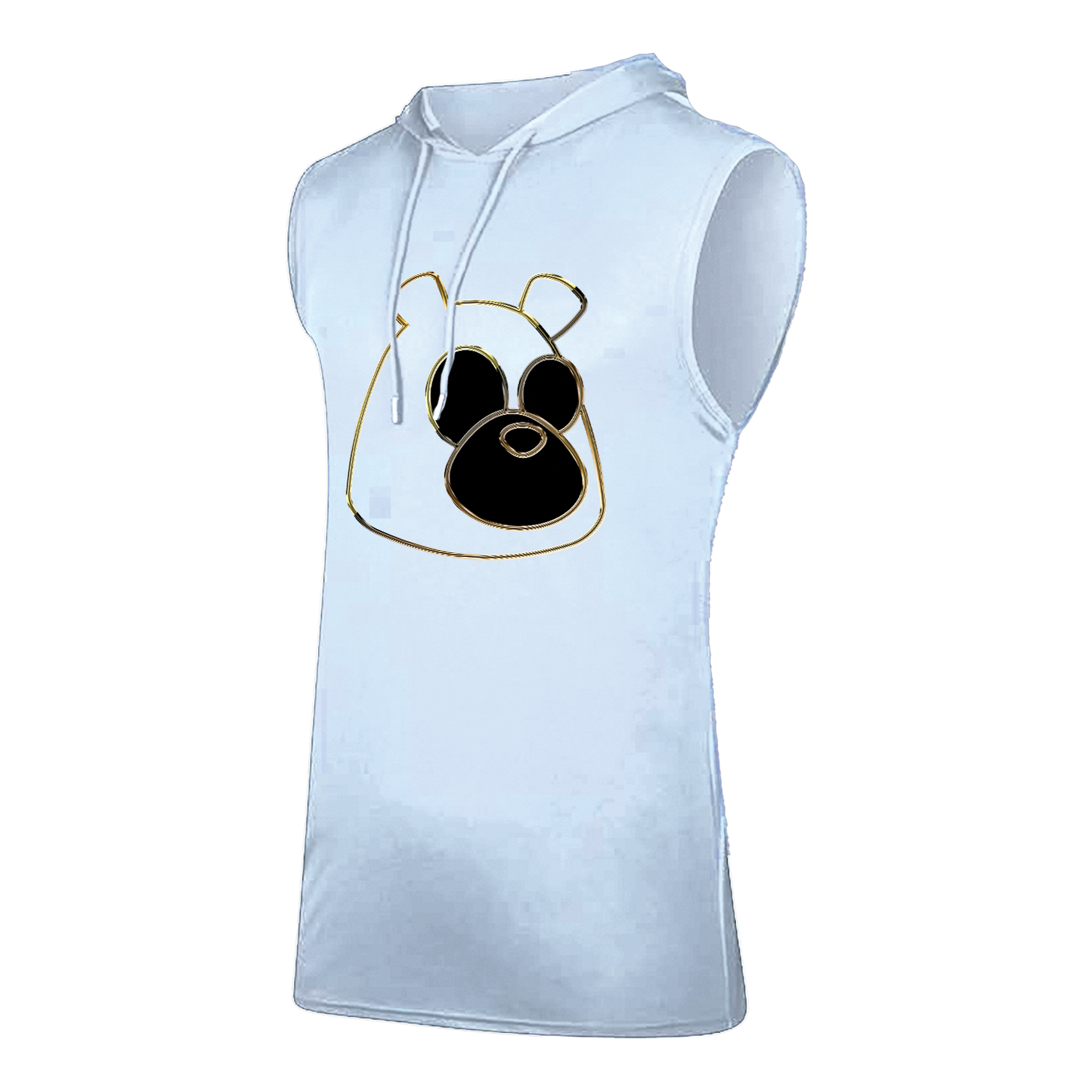 INTIIVA MENS HOODED SLEEVELESS DRIFIT T SHIRT GOLD BEAR