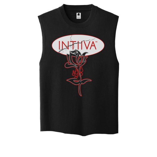 INTIIVA MENS INTIIVA BLEEDING ROSE SLEEVELESS T SHIRT (BLACK)