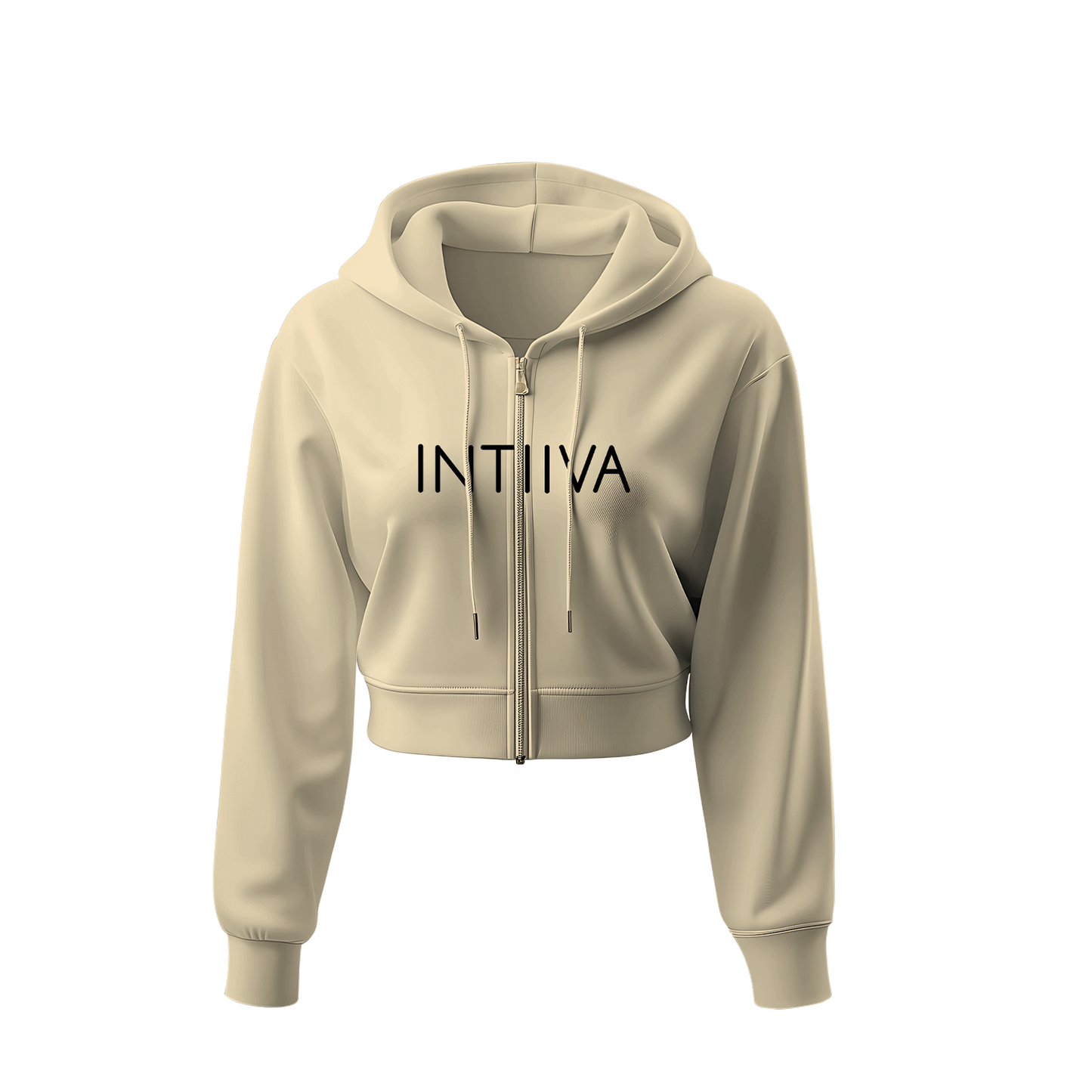 INTIIVA WOMENS CROP ZIP UP HOODIE (SAND)