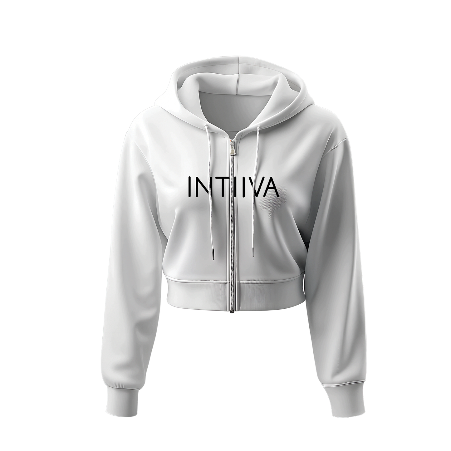 INTIIVA WOMENS CROP ZIP UP HOODIE (WHITE)