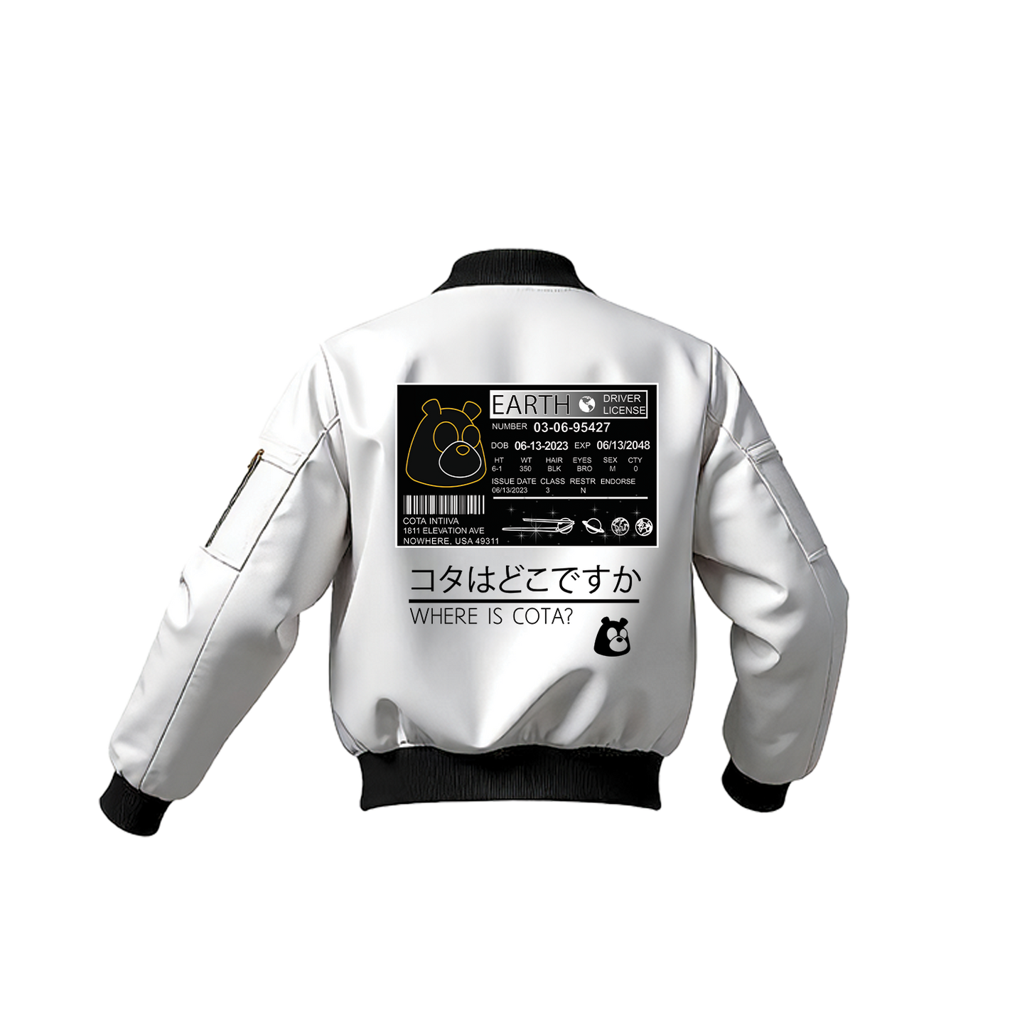 INTIIVA "WHERE IS COTA" BOMBER JACKET (WHITE)